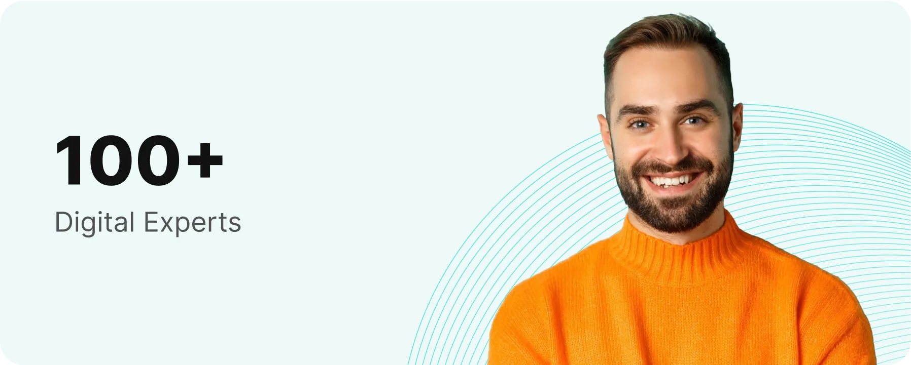 a digital marketer in an orange sweater