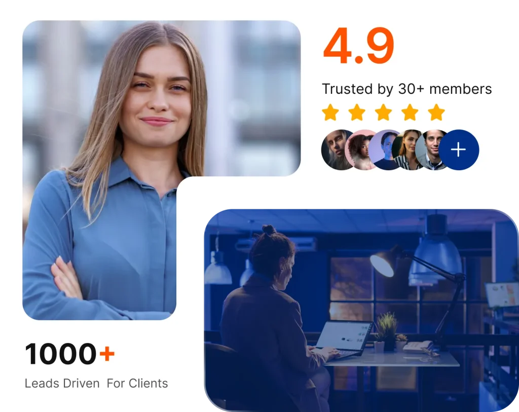 a woman owner of digital marketing agency, smiling and looking at the camera